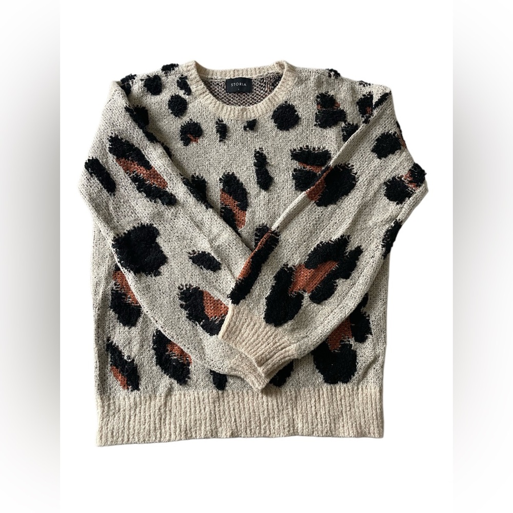 Storia Animal Print Cream Sweater